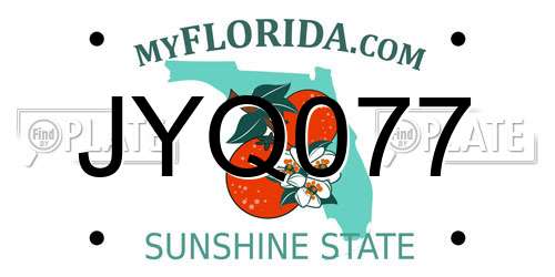 JYQ077 Florida License Plate