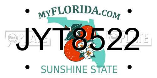 JYT8522 Florida License Plate
