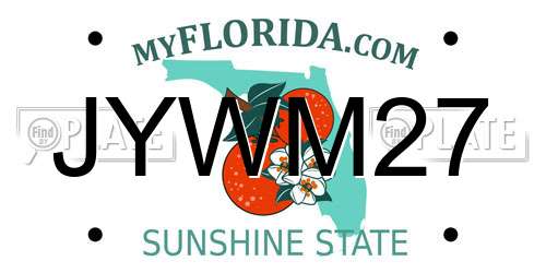 JYWM27 Florida License Plate