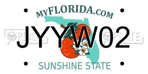 JYYW02 Florida License Plate