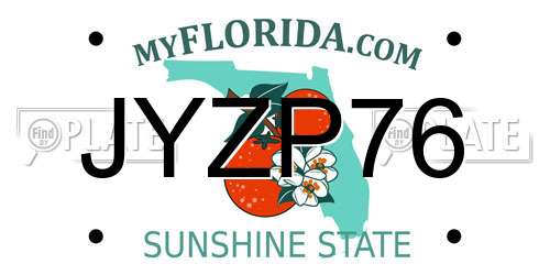 JYZP76 Florida License Plate