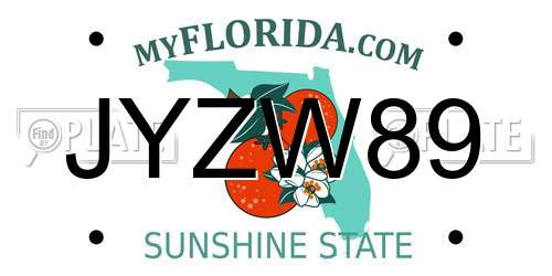 JYZW89 Florida License Plate