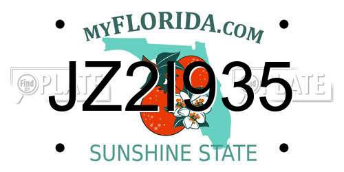 JZ2I935 Florida License Plate