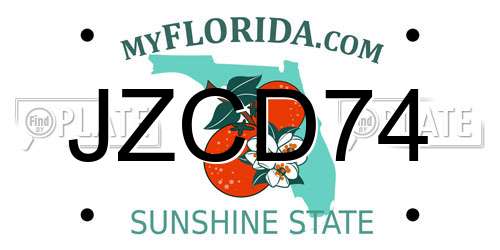 JZCD74 Florida License Plate