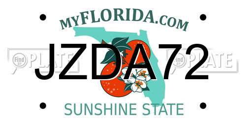 JZDA72 Florida License Plate