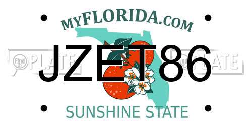 JZET86 Florida License Plate