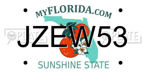 JZEW53 Florida License Plate