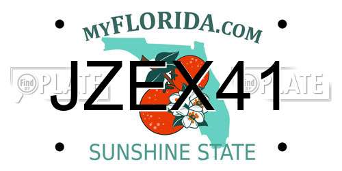JZEX41 Florida License Plate