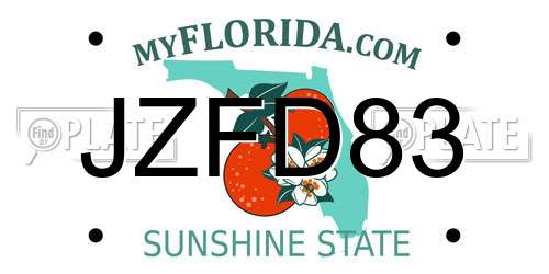 JZFD83 Florida License Plate