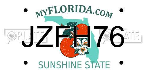 JZFH76 Florida License Plate