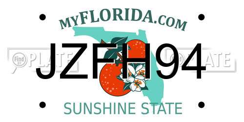 JZFH94 Florida License Plate