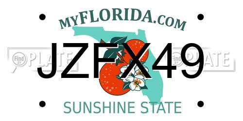 JZFX49 Florida License Plate