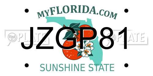 JZGP81 Florida License Plate