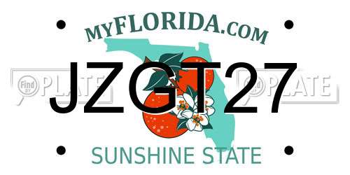 JZGT27 Florida License Plate