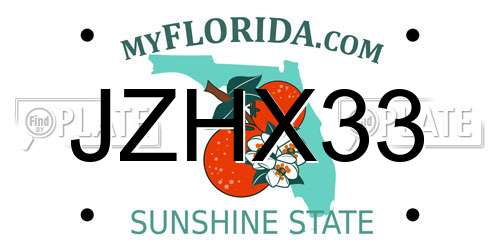 JZHX33 Florida License Plate