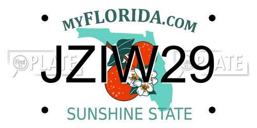 JZIW29 Florida License Plate