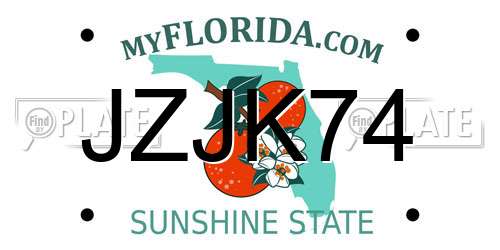 JZJK74 Florida License Plate