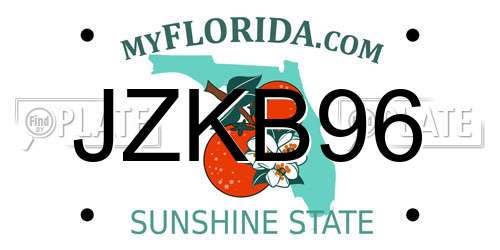JZKB96 Florida License Plate