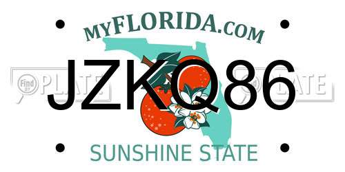 JZKQ86 Florida License Plate