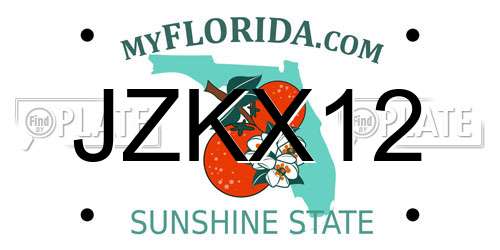 JZKX12 Florida License Plate