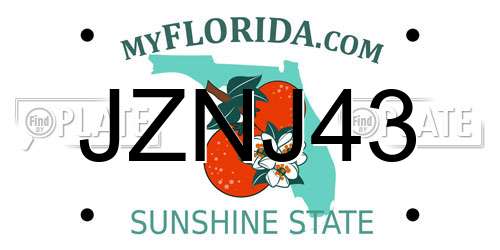JZNJ43 Florida License Plate