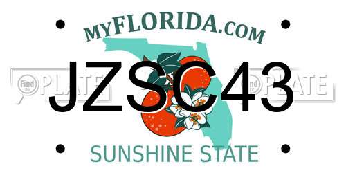 JZSC43 Florida License Plate