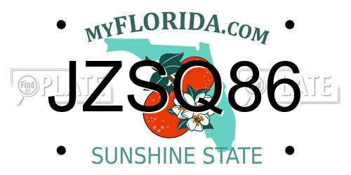 JZSQ86 Florida License Plate