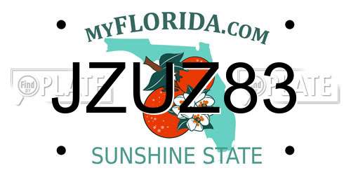 JZUZ83 Florida License Plate