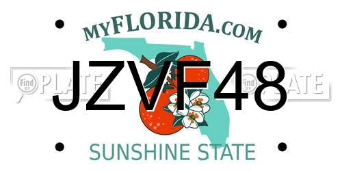 JZVF48 Florida License Plate