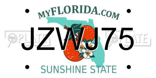 JZWJ75 Florida License Plate