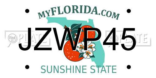 JZWP45 Florida License Plate