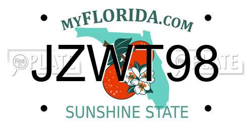 JZWT98 Florida License Plate