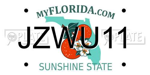 JZWU11 Florida License Plate