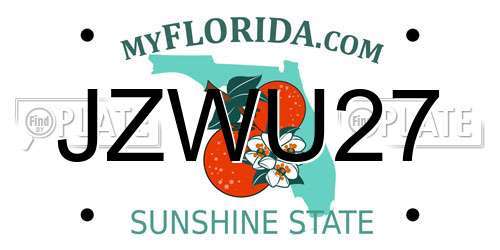 JZWU27 Florida License Plate
