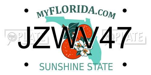 JZWV47 Florida License Plate