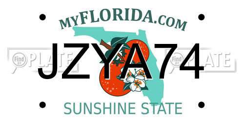 JZYA74 Florida License Plate