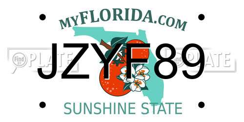 JZYF89 Florida License Plate