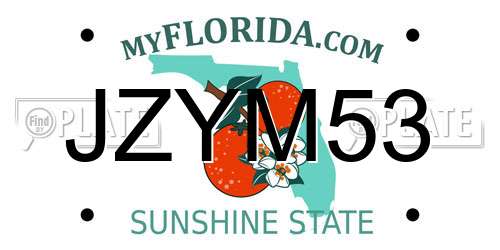 JZYM53 Florida License Plate