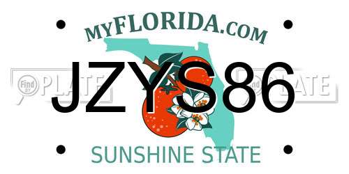 JZYS86 Florida License Plate