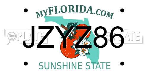 JZYZ86 Florida License Plate