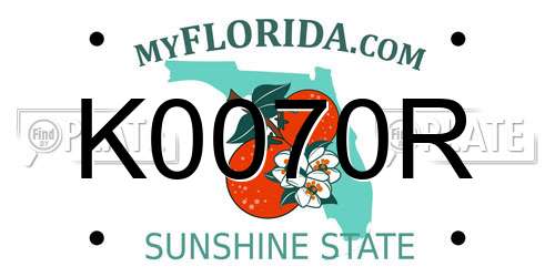 K0070R Florida License Plate