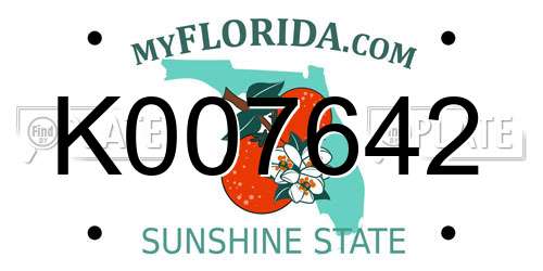 K007642 Florida License Plate