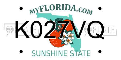 K027VQ Florida License Plate