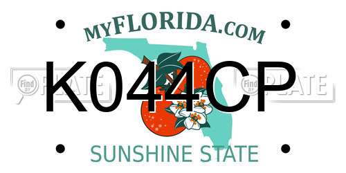 K044CP Florida License Plate