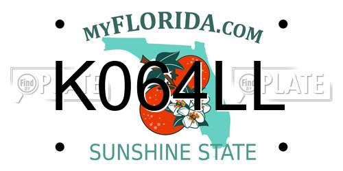 K064LL Florida License Plate