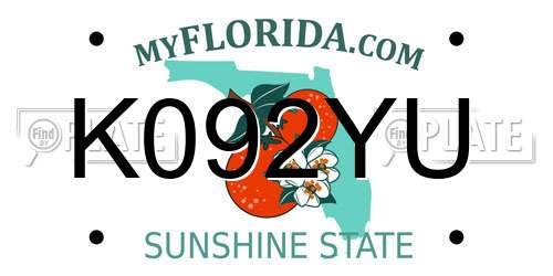 K092YU Florida License Plate