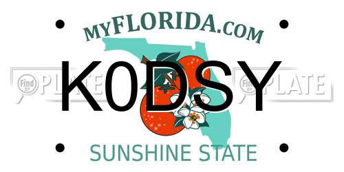 K0DSY Florida License Plate