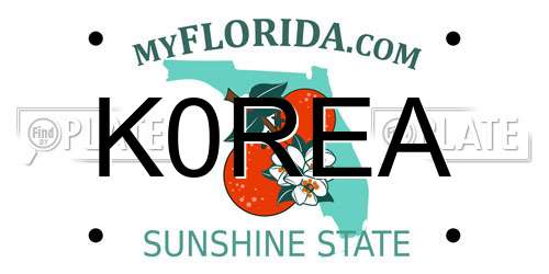 K0REA Florida License Plate