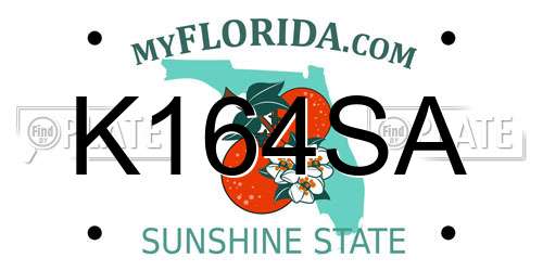 K164SA Florida License Plate