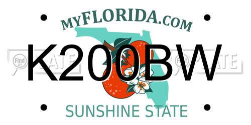K200BW Florida License Plate
